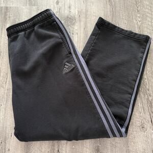 Adidas Fleece Sweatpants Mens L Joggers Black Gray Pants Athleisure Streetwear